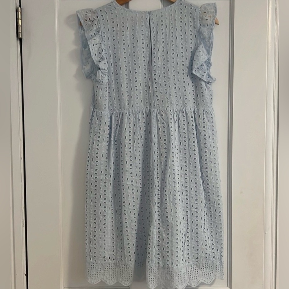 Baby Blue Eyelet Romper Dress With Pockets Size Large - Picture 6 of 8